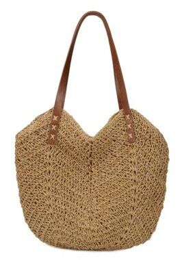Handwoven Straw Tote Bag Women Large Beach Shoulder Purse Summer
